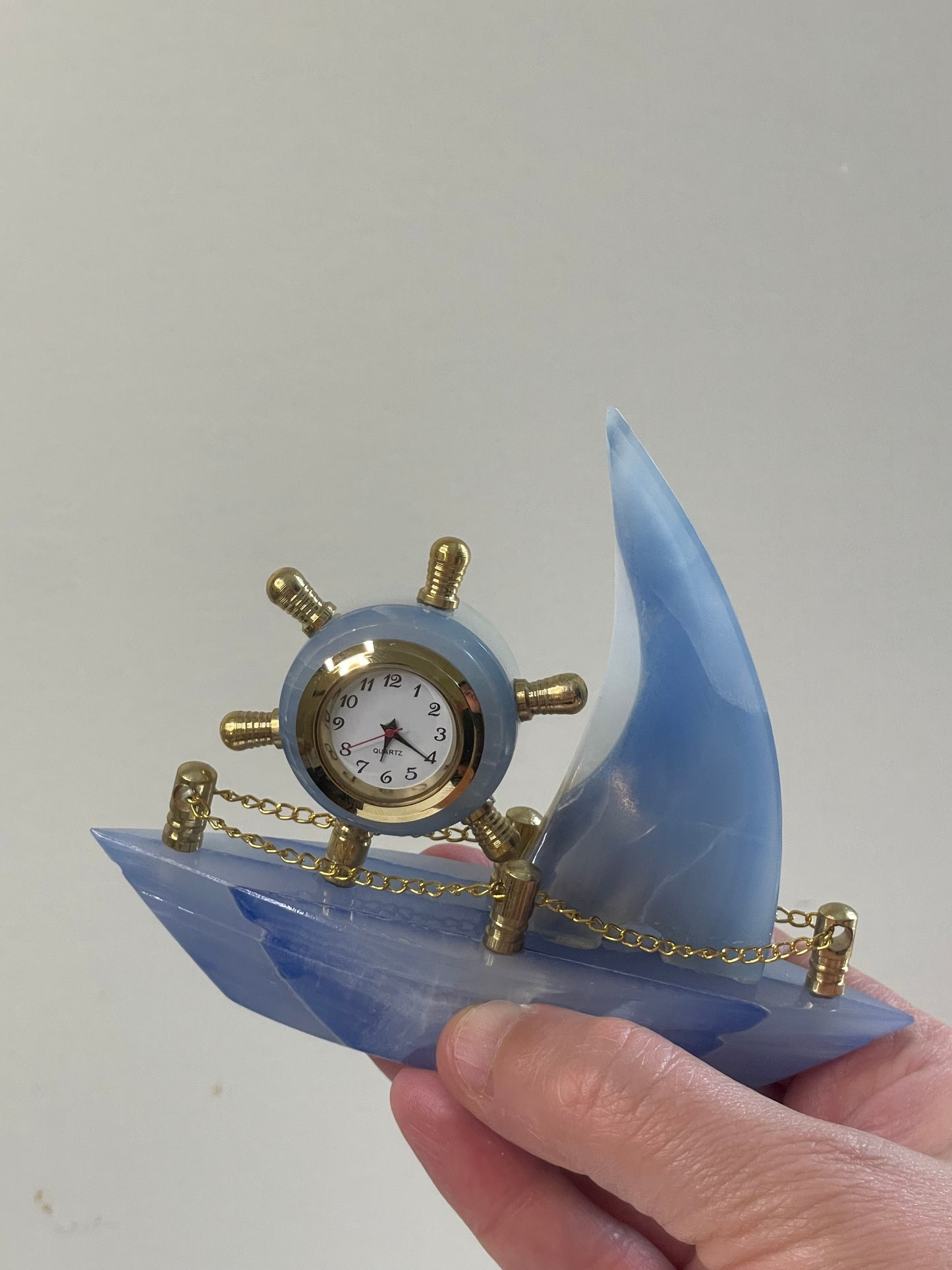 Natural Crystal Onyx Boat Home Decor