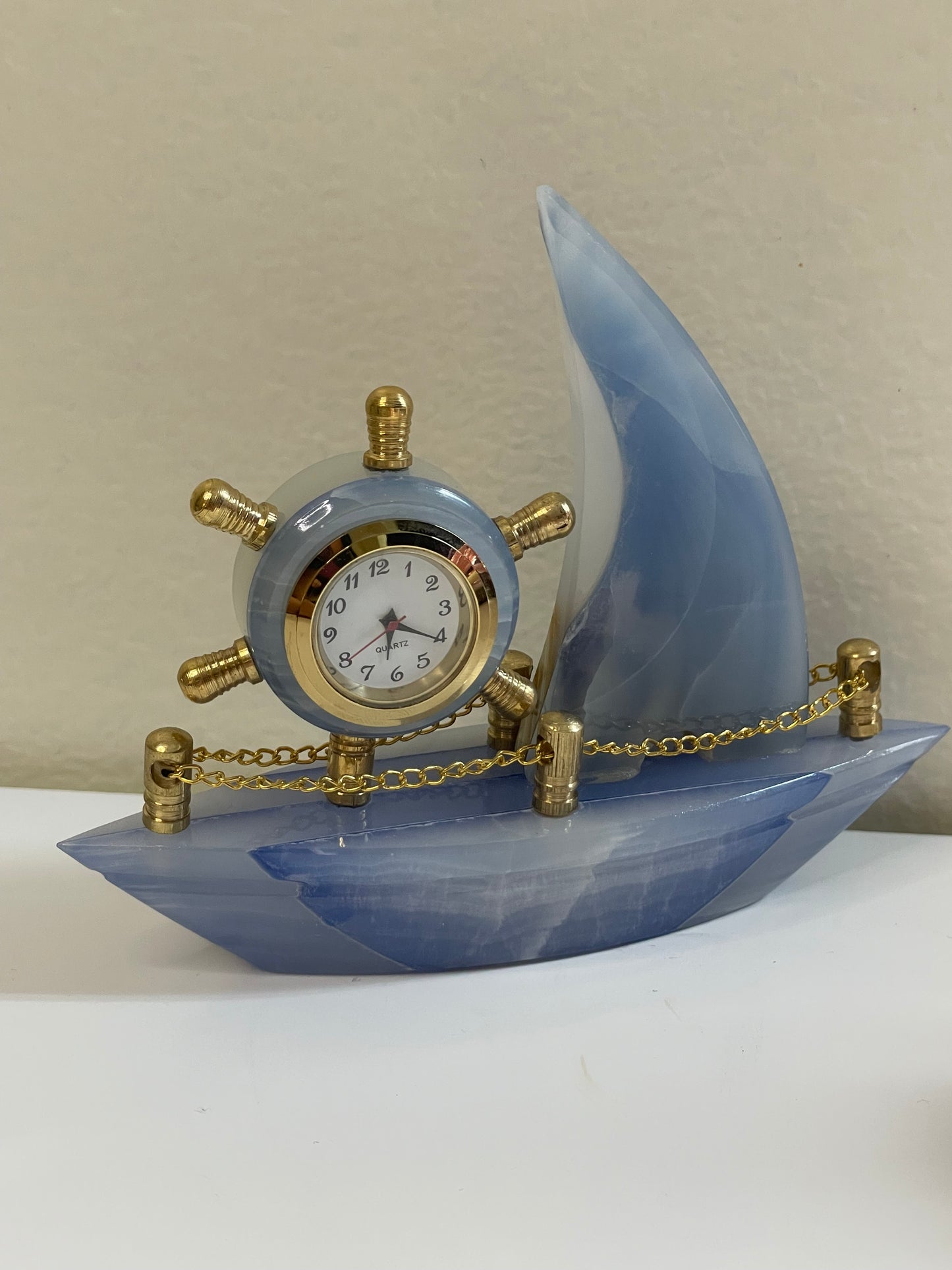 Natural Crystal Onyx Boat Home Decor