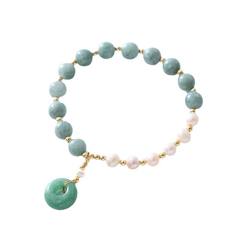 Natural Jade and Pearl Bracelet