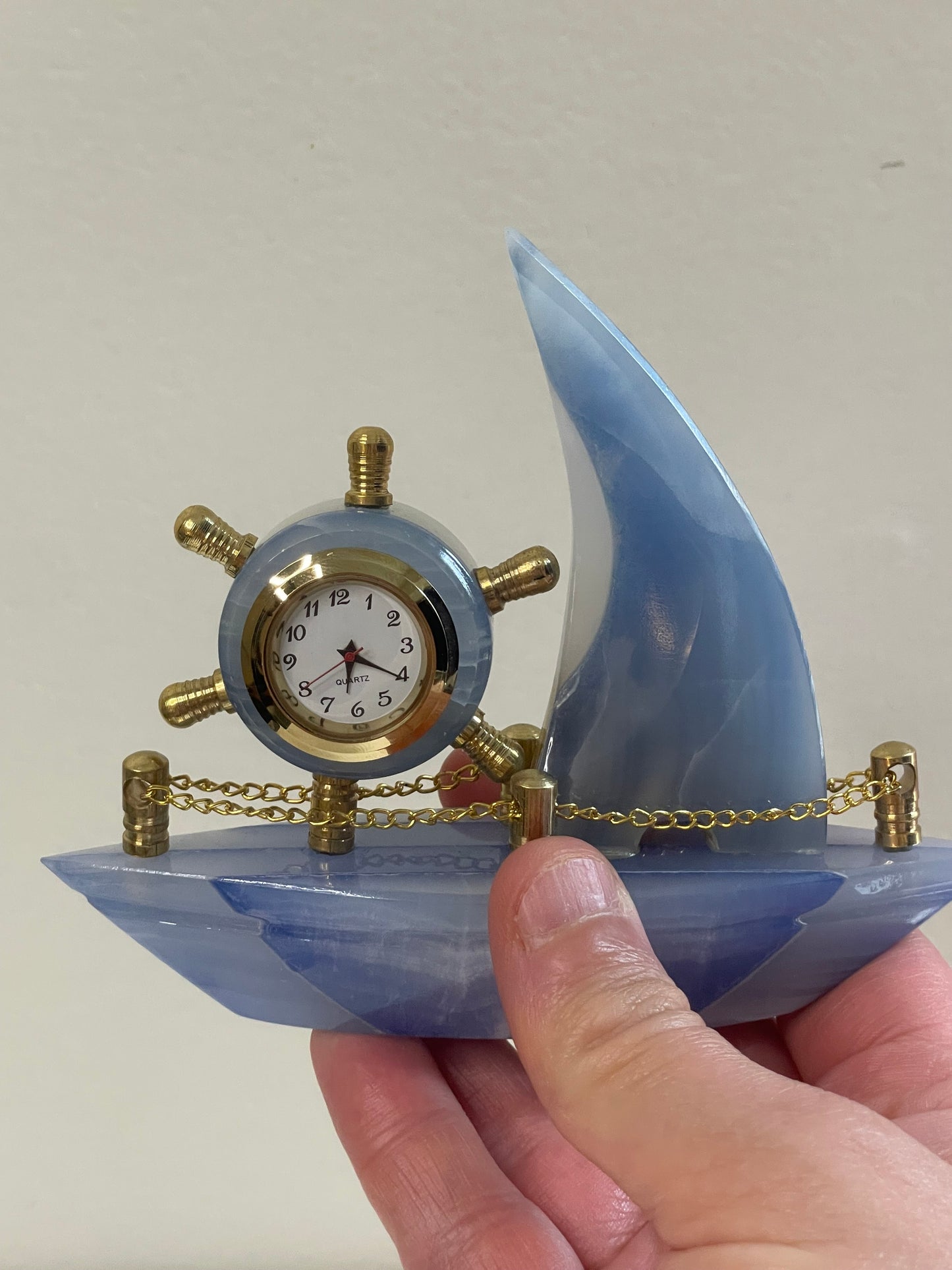 Natural Crystal Onyx Boat Home Decor