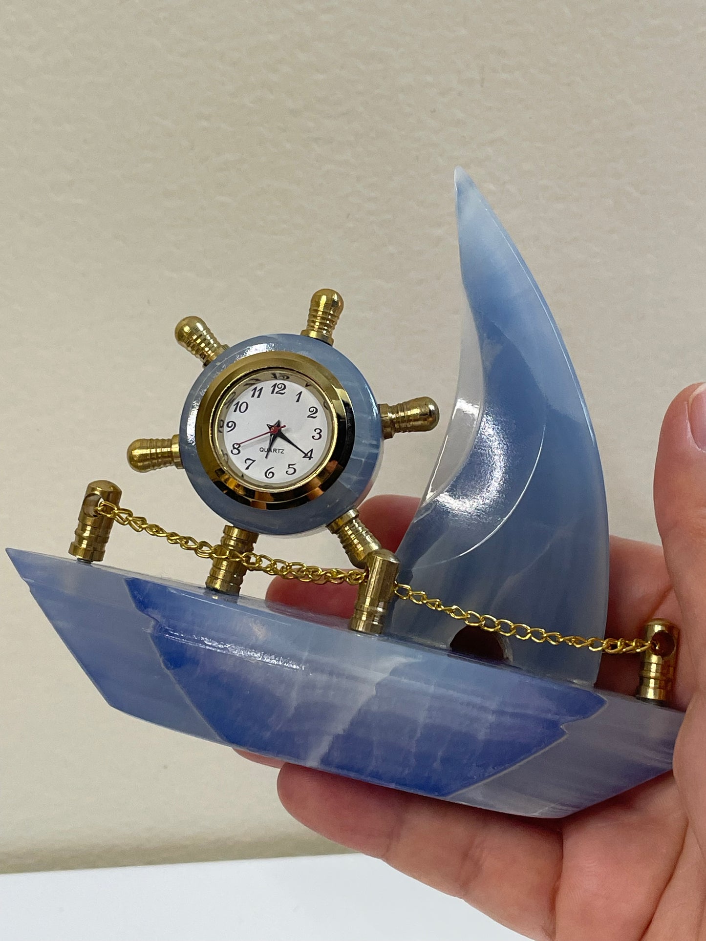 Natural Crystal Onyx Boat Home Decor