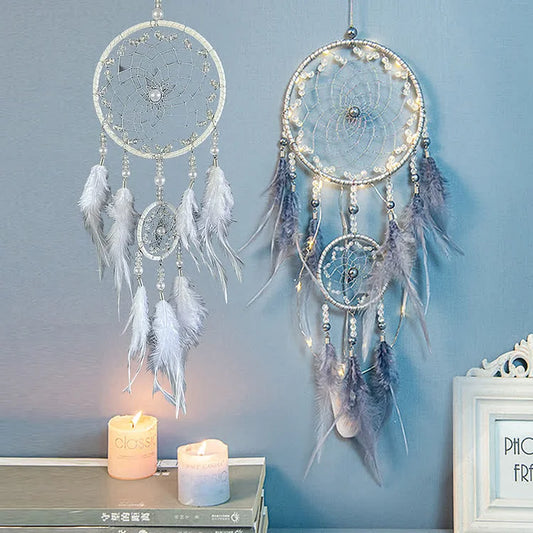 Blue Feather Pearl Wind Chime Dream Catcher