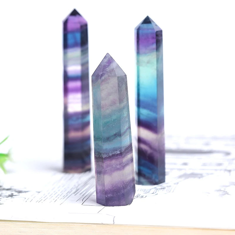 Natural Crystal Striped Fluorite Point