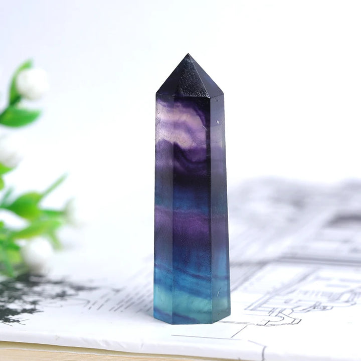 Natural Crystal Striped Fluorite Point