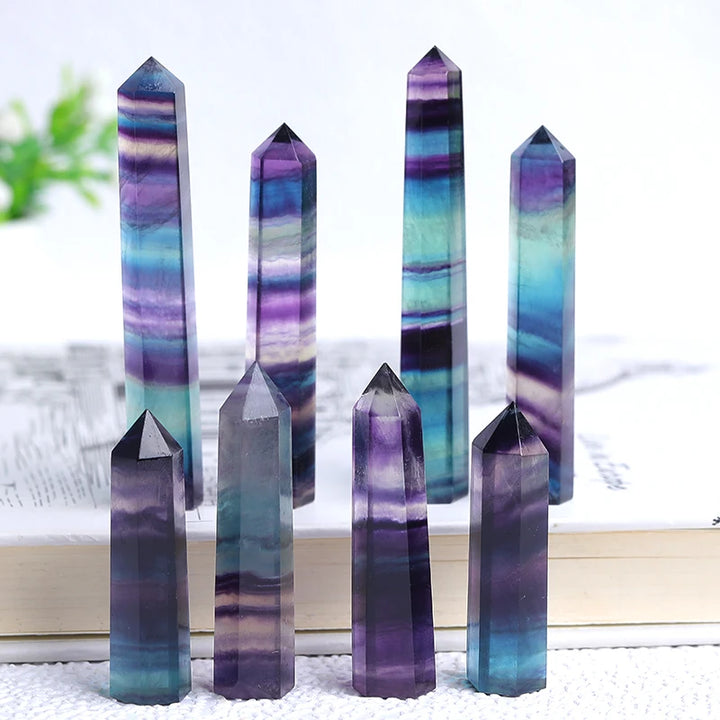 Natural Crystal Striped Fluorite Point