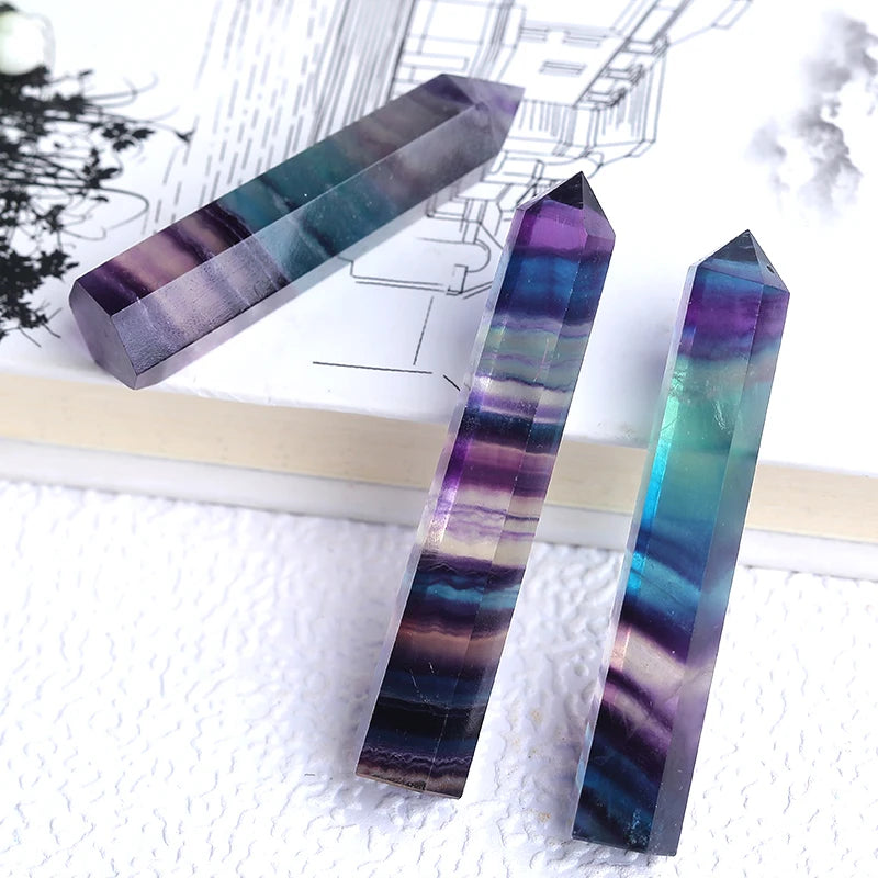 Natural Crystal Striped Fluorite Point