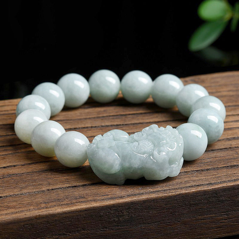 Fengshui Wealth Prosperity White Real Jade Bracelet