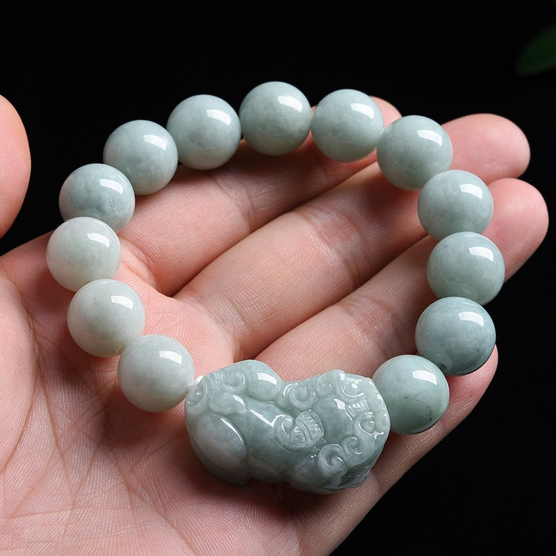 Fengshui Wealth Prosperity White Real Jade Bracelet