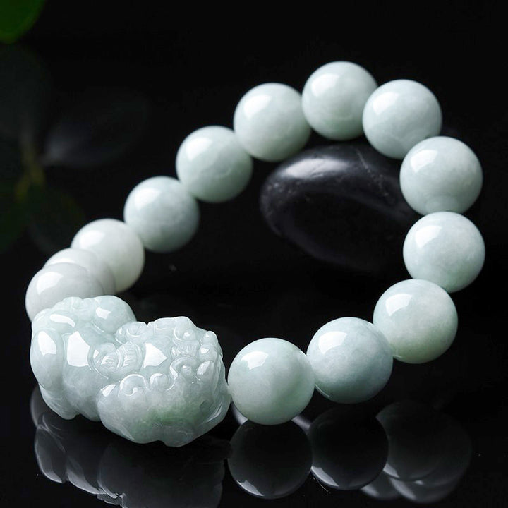 Fengshui Wealth Prosperity White Real Jade Bracelet