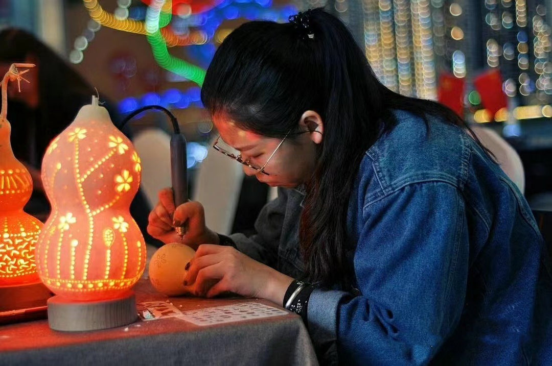 Organic Handcrafted Gourd Lamp