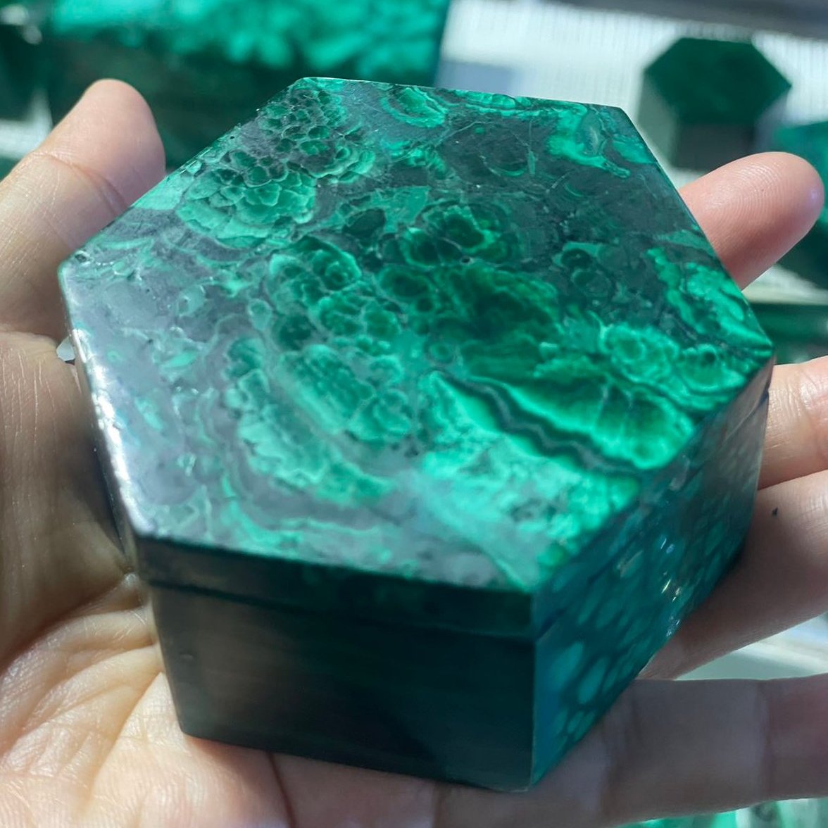 Genuine Malachite Jewelry Box