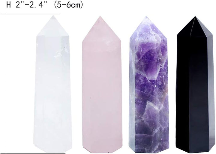 Set of 4 Natural Healing Crystal Wands