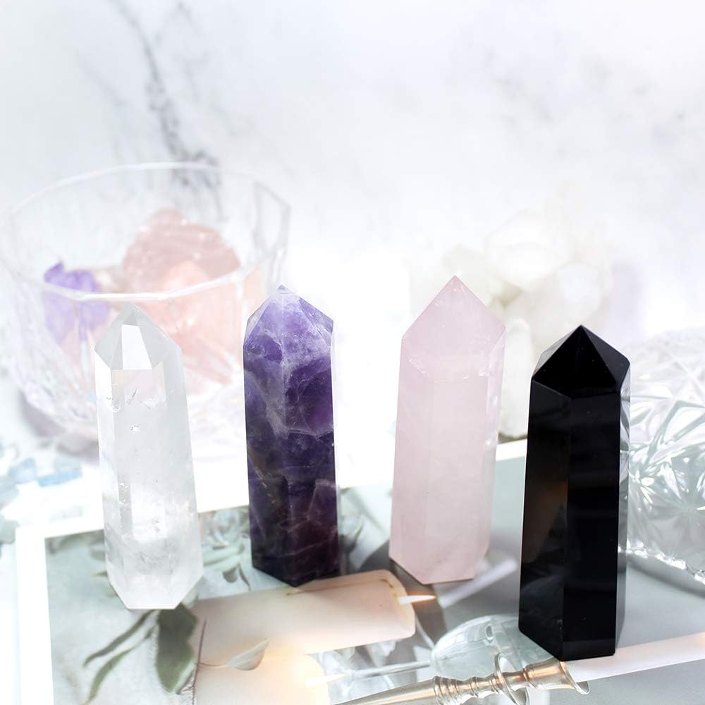 Set of 4 Natural Healing Crystal Wands