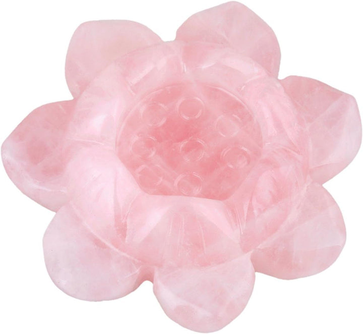 Rose Quartz Lotus Crystal Ball Stand/Candlestick Holder