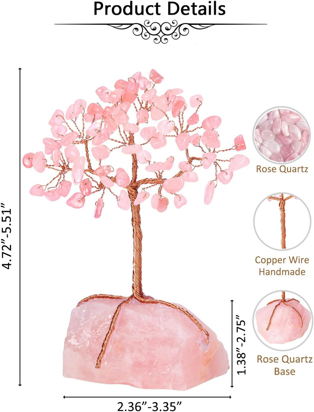 Natural Rose Quartz Crystals Tree