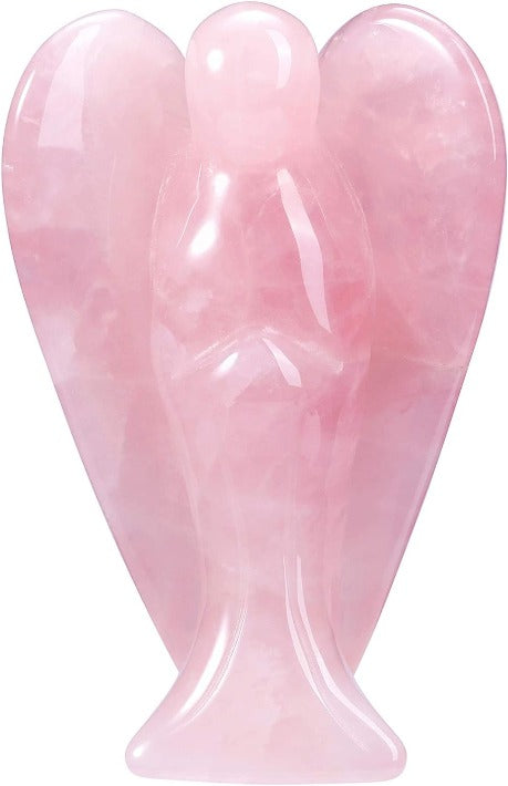 3 Inch Rose Quartz Crystal Angel Figurine