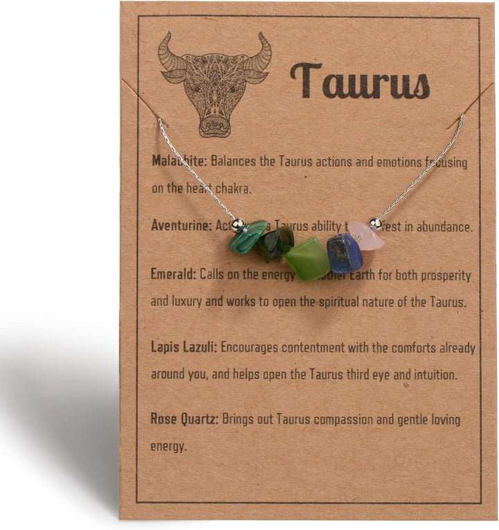 Natural Stone Zodiac Sign Choker Necklace for Women