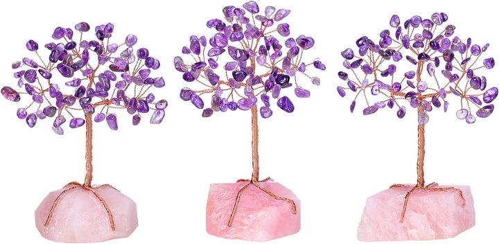 Natural Amethyst Crystals Tree Rose Quartz Cluster Base