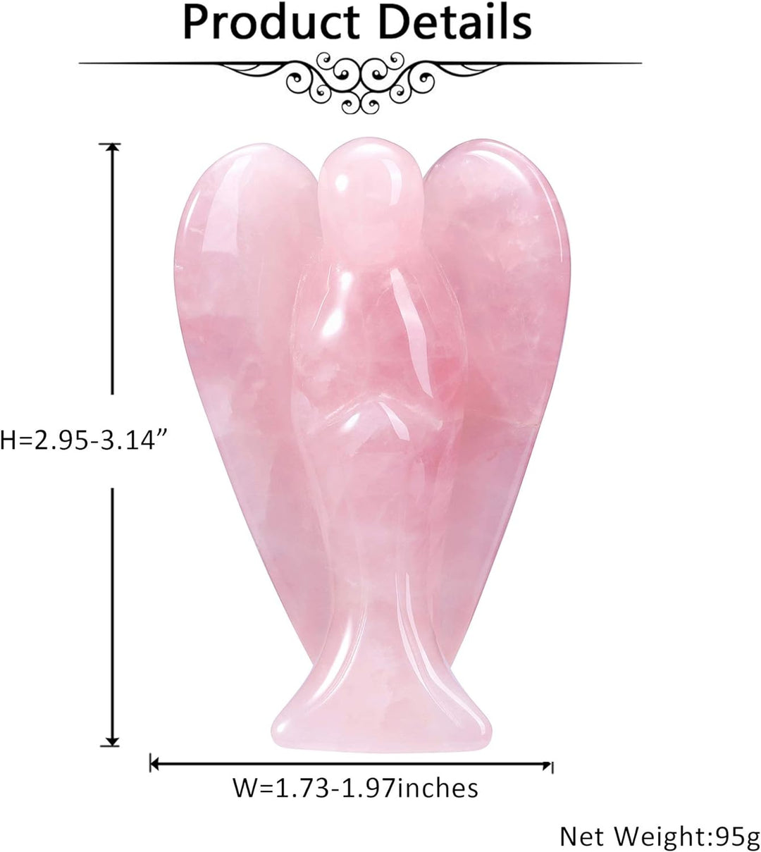 3 Inch Rose Quartz Crystal Angel Figurine