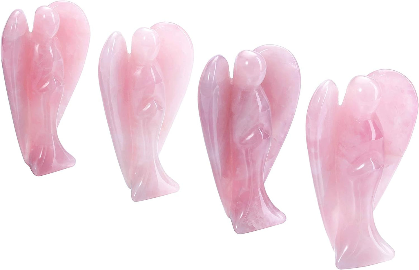 3 Inch Rose Quartz Crystal Angel Figurine