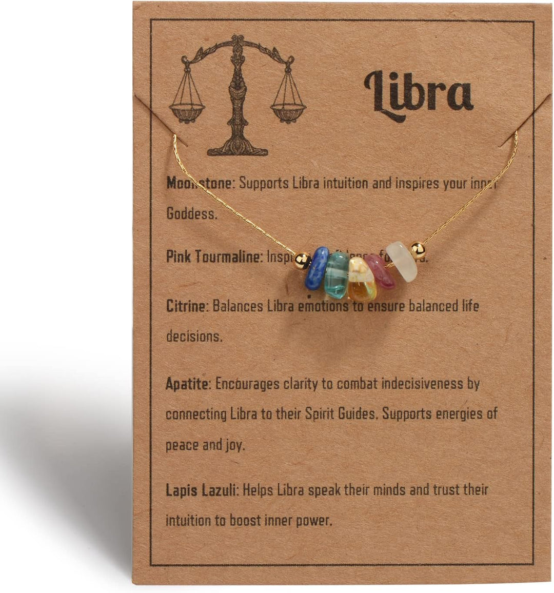 Natural Stone Zodiac Sign Choker Necklace for Women