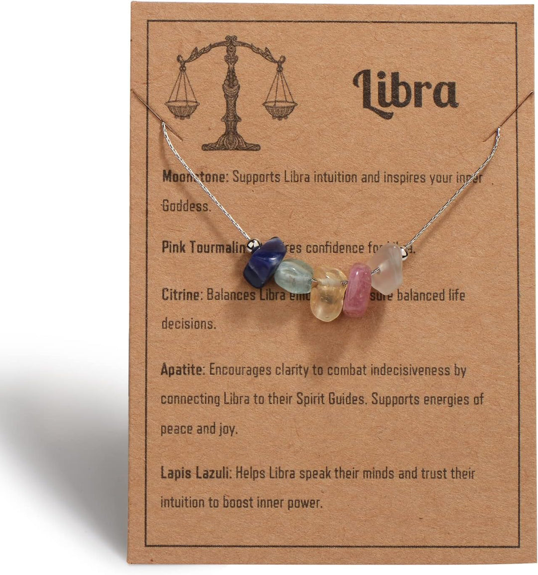 Natural Stone Zodiac Sign Choker Necklace for Women