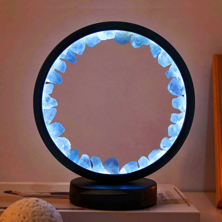 Blue Fluorite Night Lamp USB Port 3 Colours Dimming Mode