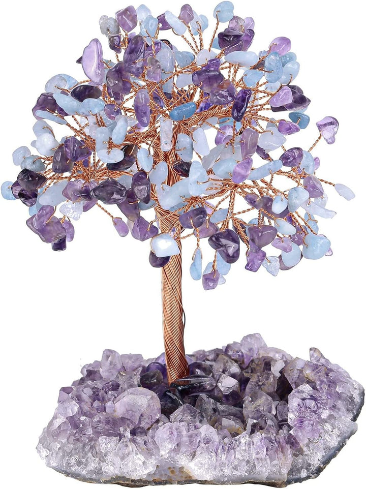 Natural Aquamarine & Amethyst Crystal Tree