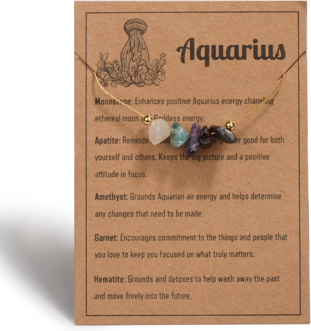 Natural Stone Zodiac Sign Choker Necklace for Women