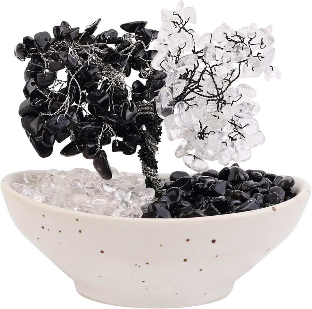 Yin And Yang Tai Chi Black and White Crystal Tree