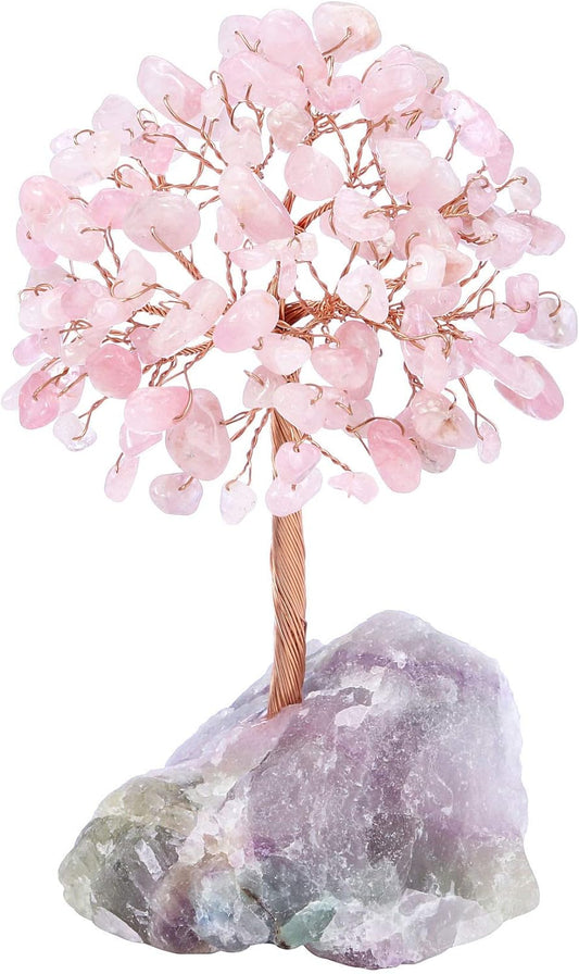 Natural Rose Quartz Crystal Tree