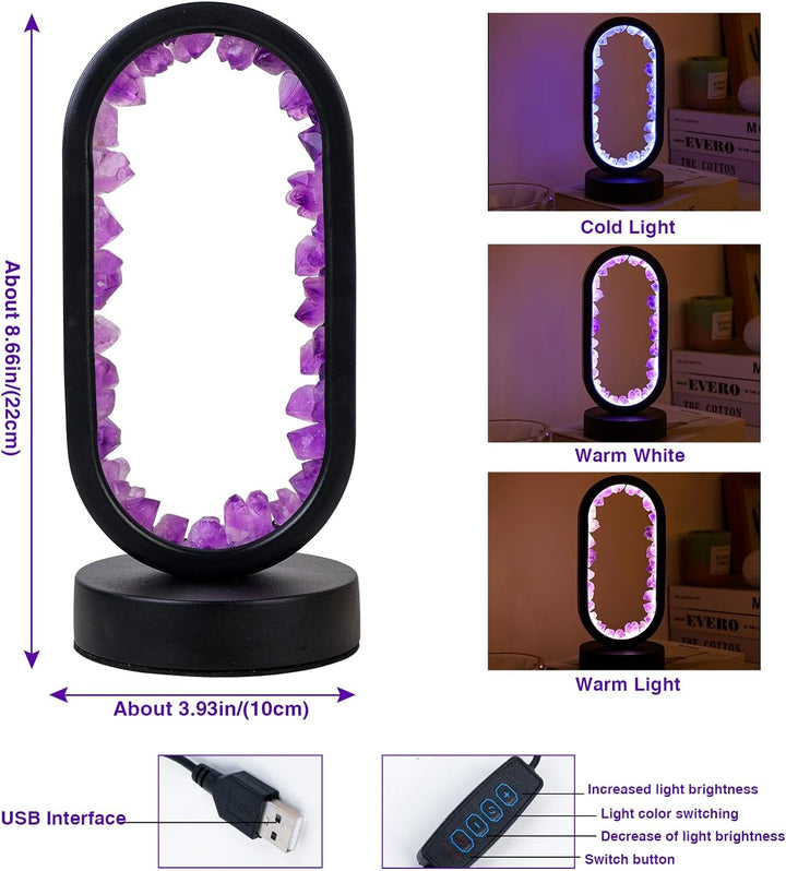 Healing Amethyst Tooth Ellipse Lamp