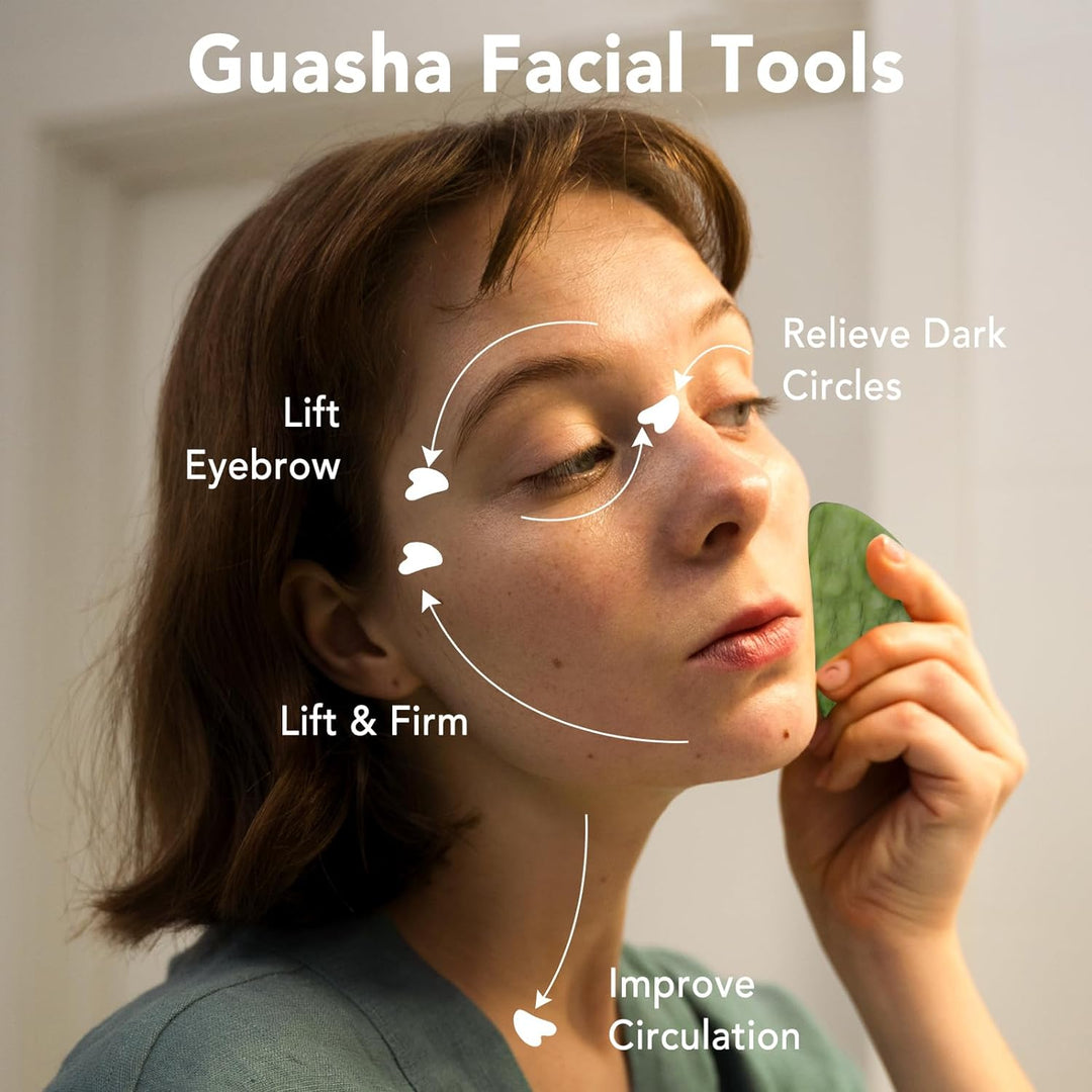 Gua Sha Facial Tools & Jade Roller Set