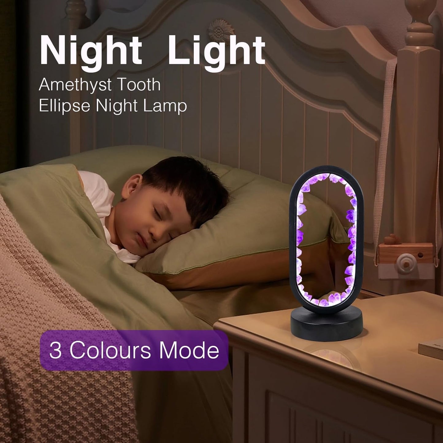 Healing Amethyst Tooth Ellipse Lamp