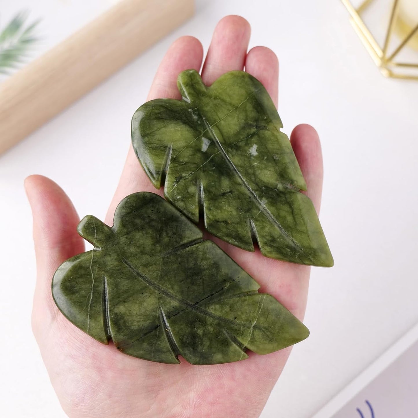 Natural Green Jade Stone Hand-Carved