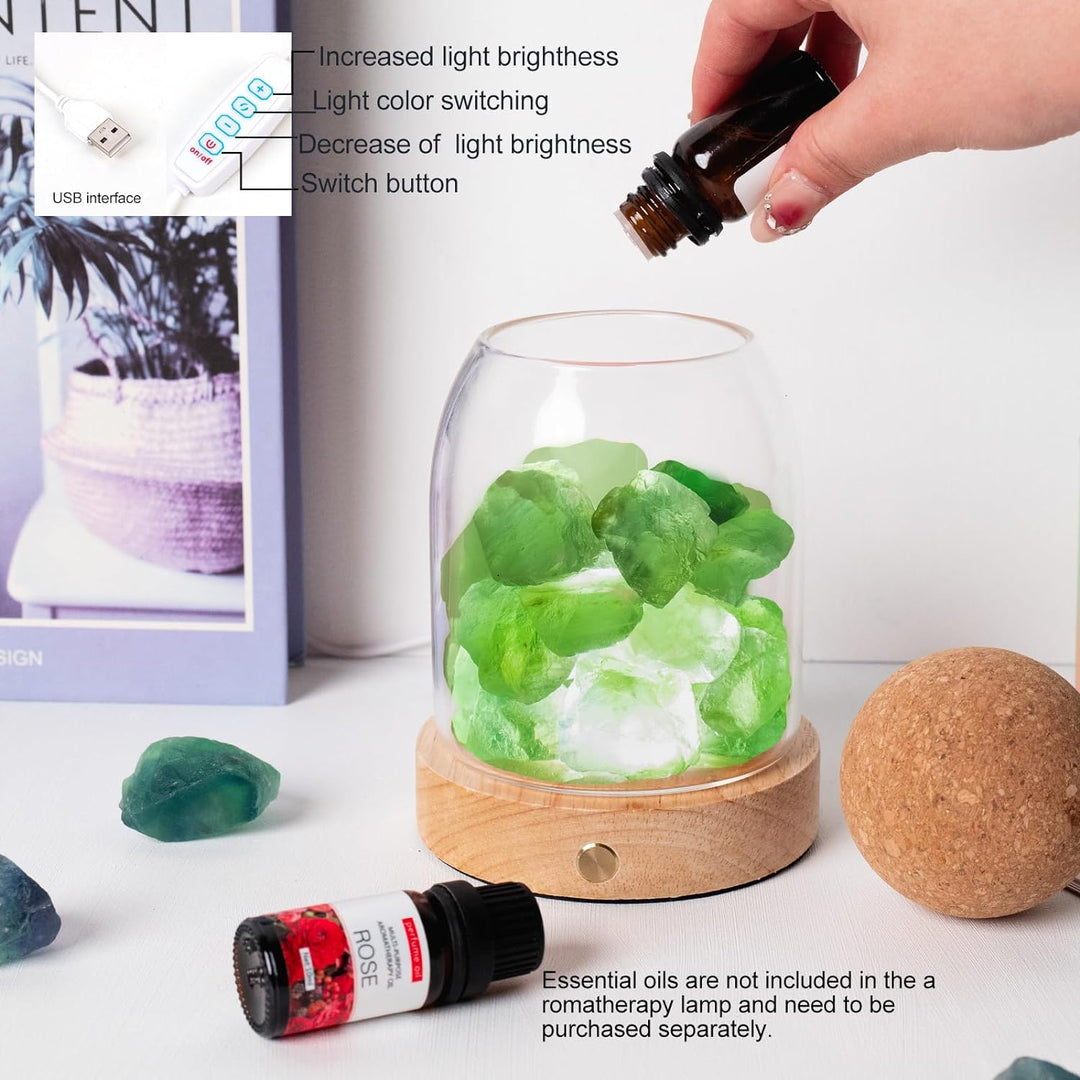 Green Fluorite Night Lamp Aroma Stone Diffuser