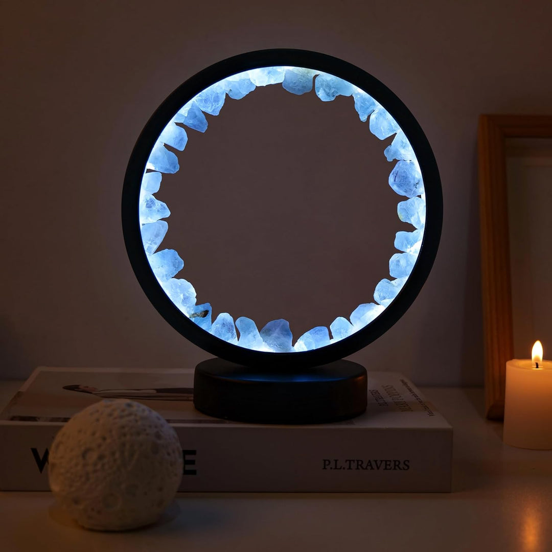 Blue Fluorite Night Lamp USB Port 3 Colours Dimming Mode