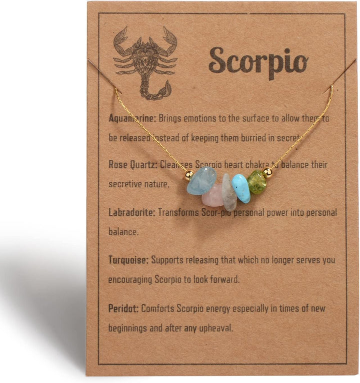 Natural Stone Zodiac Sign Choker Necklace for Women