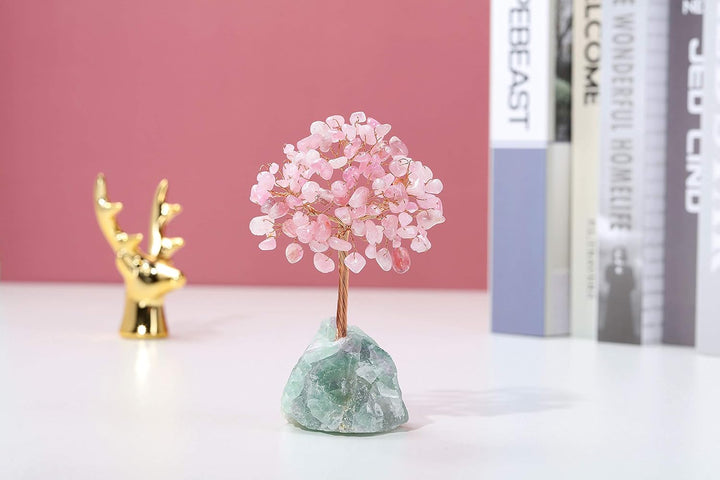 Natural Rose Quartz Crystal Tree