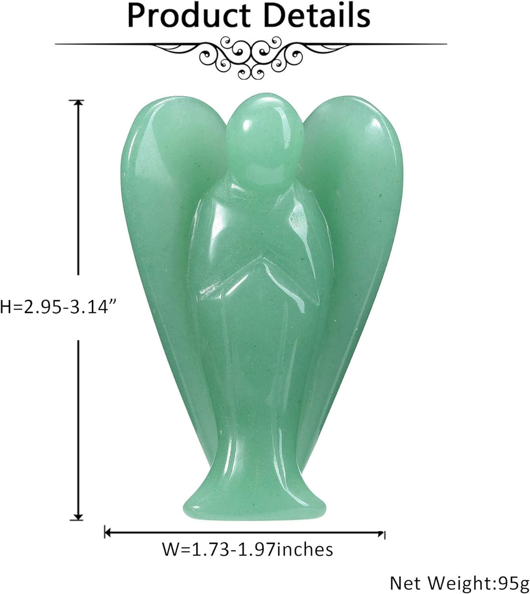 3 Inch Green Aventurine Crystal Angel Figurine