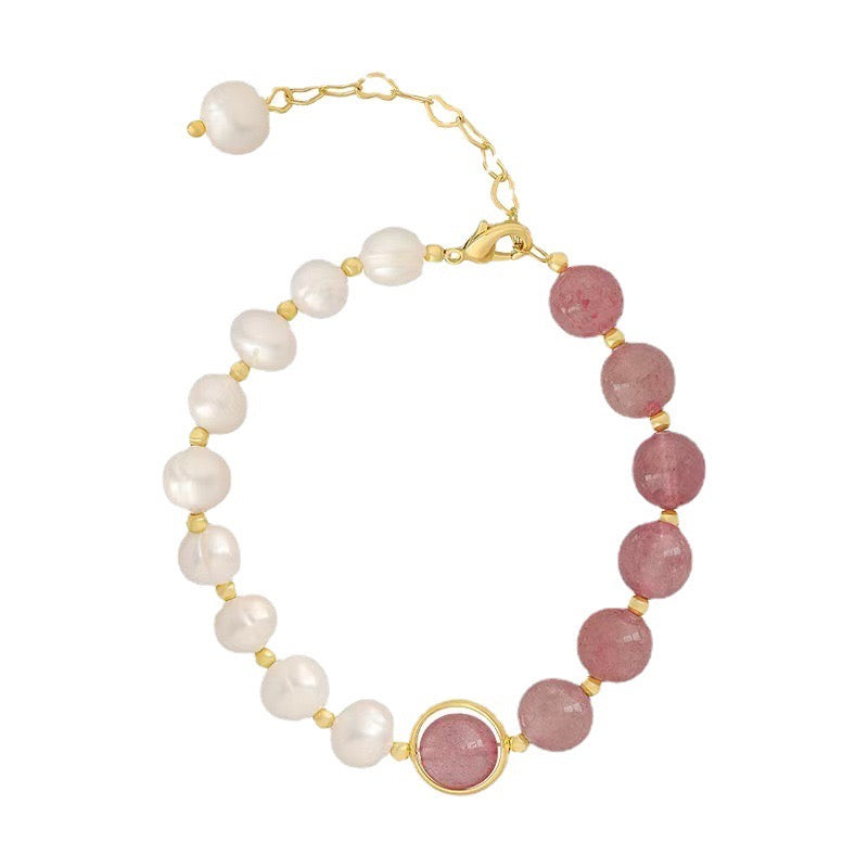 Natural Pearl Rose Quartz Bracelt