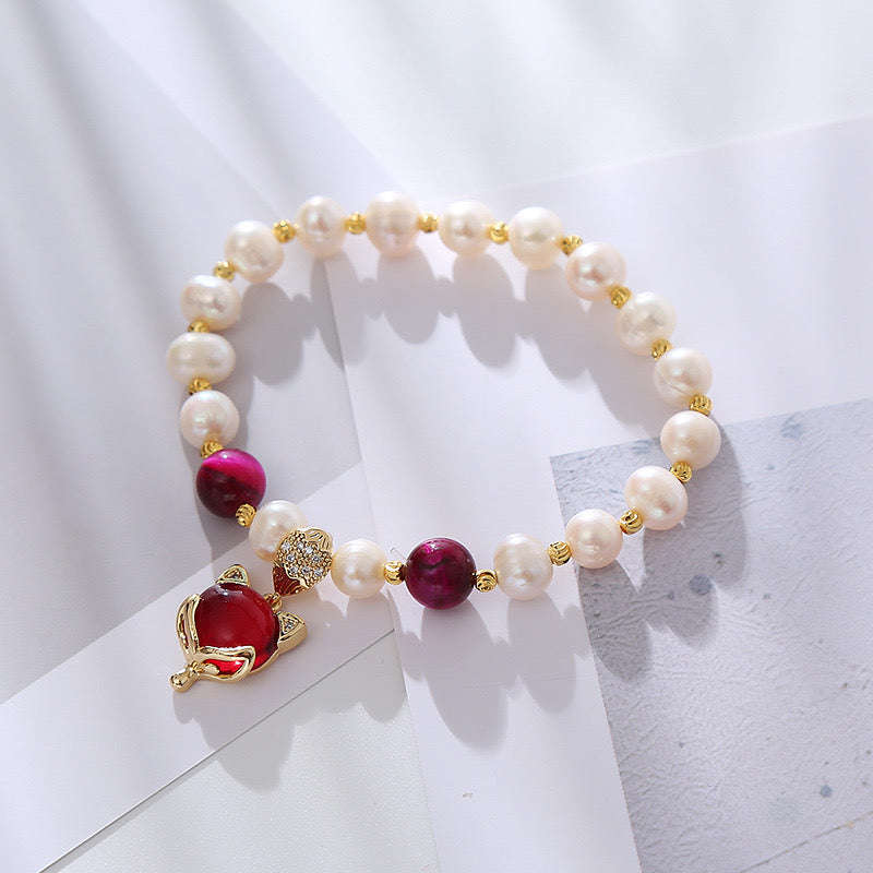 Natural Pearl And Crystal Bracelet