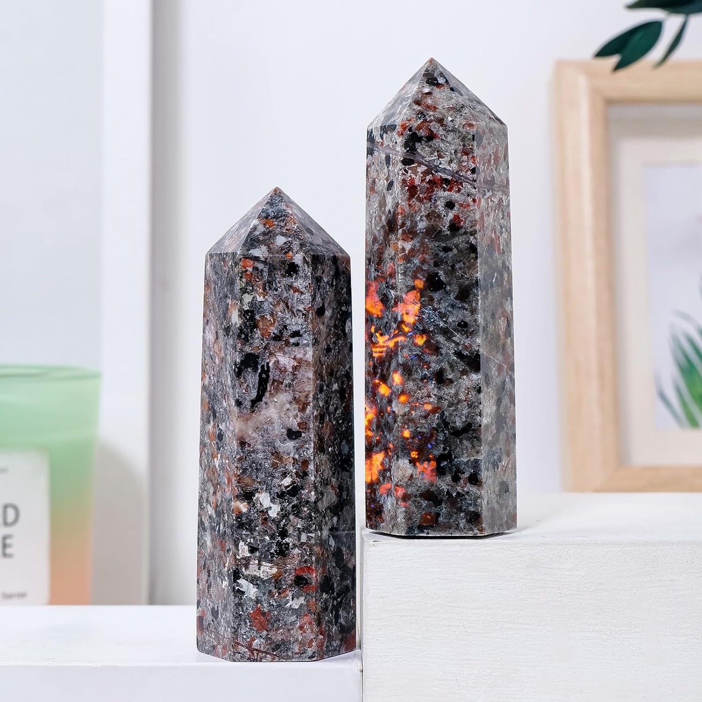 Natural Crystal Flame Yooperlite Stone Tower