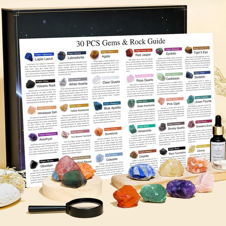 30PCS Rocks Natural Crystal Kit for Kids