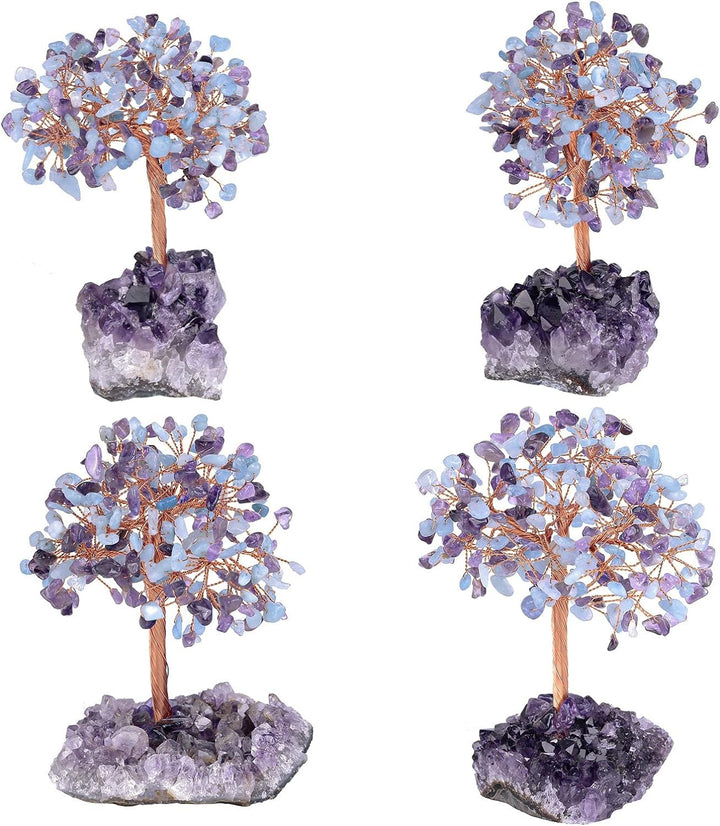 Natural Aquamarine & Amethyst Crystal Tree