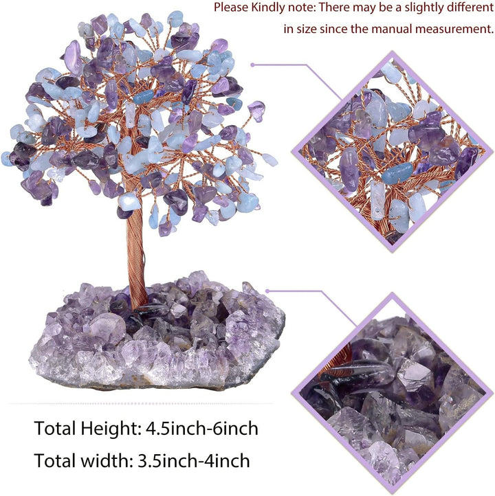 Natural Aquamarine & Amethyst Crystal Tree