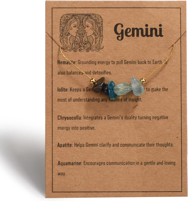 Natural Stone Zodiac Sign Choker Necklace for Women