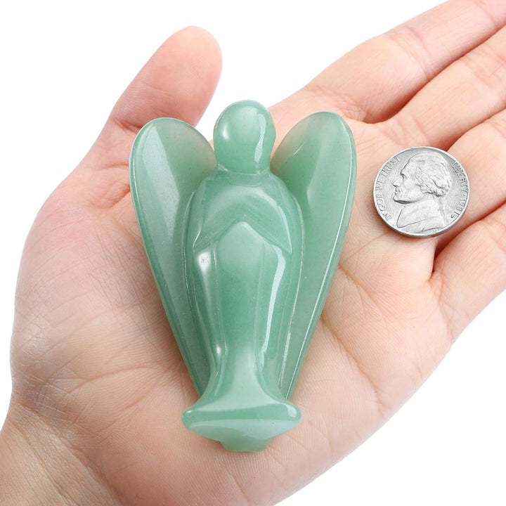 3 Inch Green Aventurine Crystal Angel Figurine