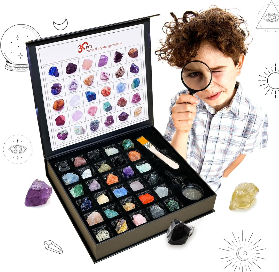 30PCS Rocks Natural Crystal Kit for Kids