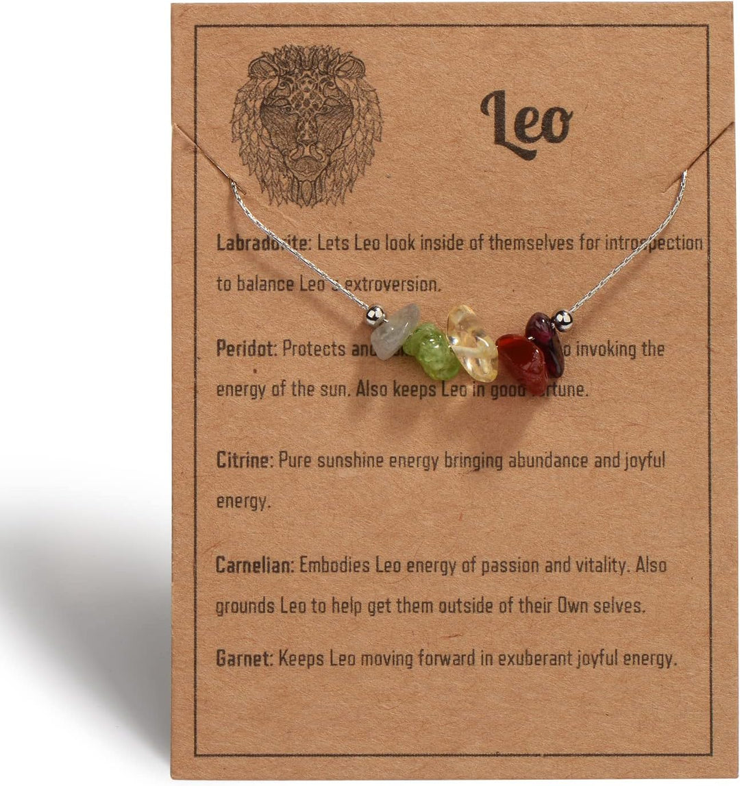 Natural Stone Zodiac Sign Choker Necklace for Women